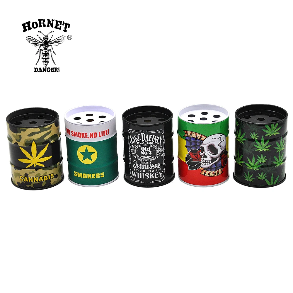 

Aluminum Oil Drums "No Smoke,No Life'' Ashtray Leaf & Skull Design Cigarette Ashtray Can Hold Multiple Cigarette.Pattern Random