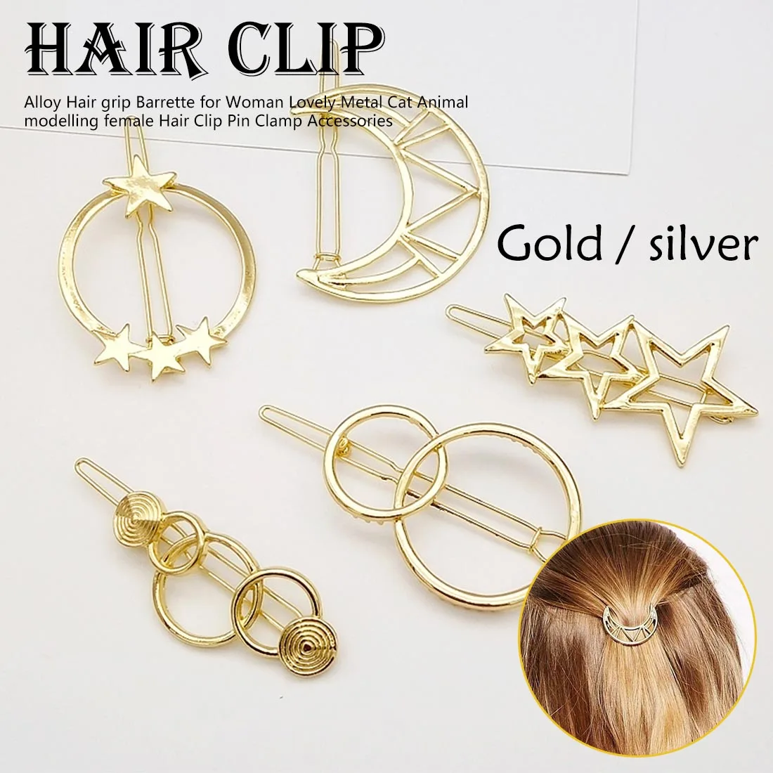

Geometric Lip Stars Knot Barrettes Clips for Women Hair Side Bobby Pins Ponytail Hairpins Girls Metal Hairclips Hair Accessories