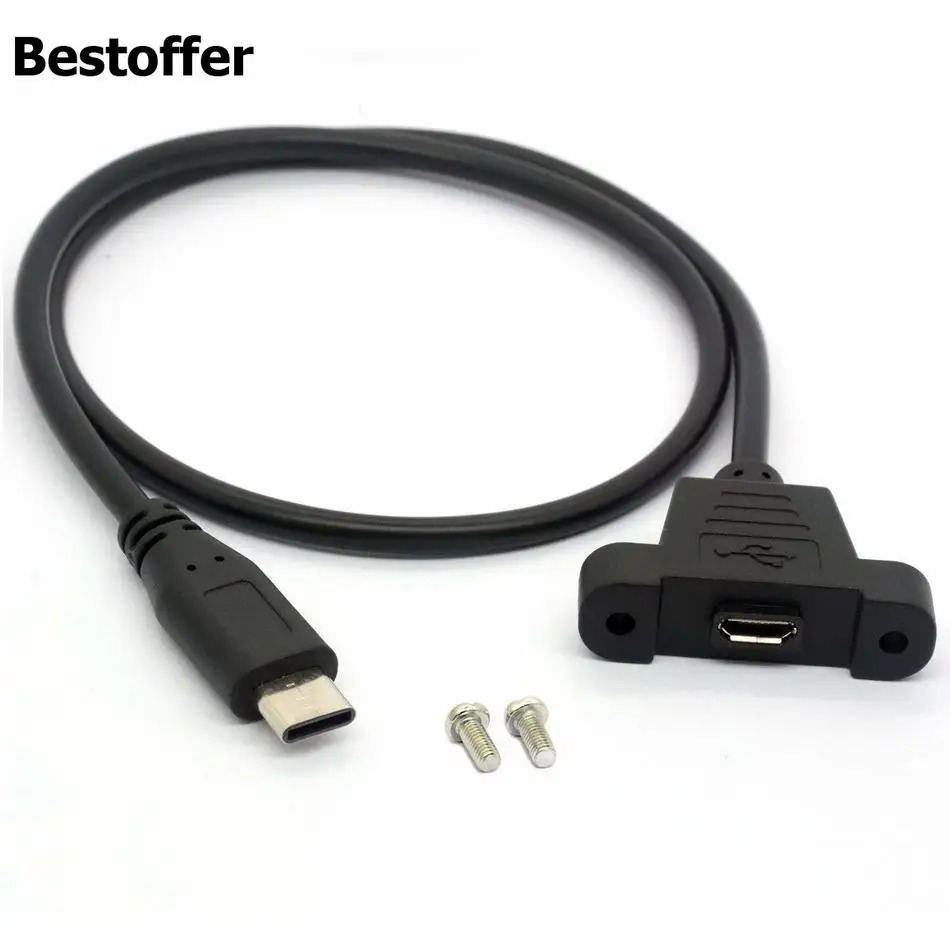 Крепление-расширитель для панели Micro USB 50 см кабель типа C с папа на мама ушной винт