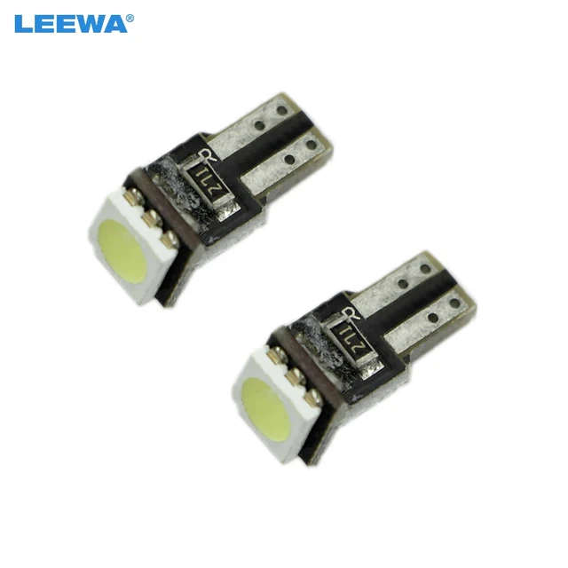 LEEWA 5pcs White/Blue/Red/Yellow/Green Car T5 CANBUS LED Dashboard Light Error Free 5050SMD 1-LED Car Side Wedge LED Lamp Bulb 3