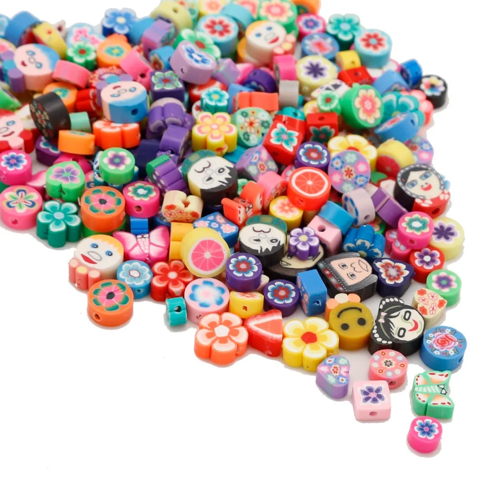 

Mix Size 5-25PCS Assorted Flower/Heart/Round Shape Colors Polymer Fimo Clay Loose Beads for DIY Garment Supplies Jewelry Making