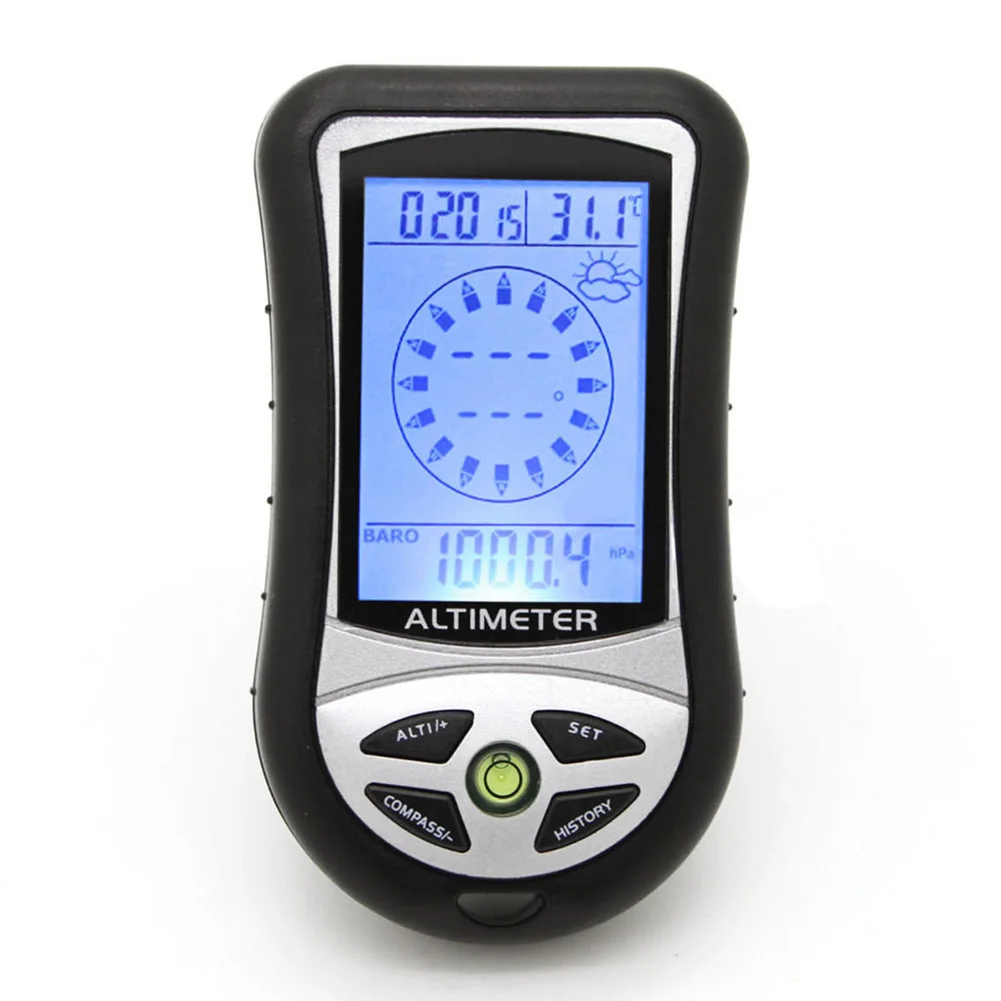 

8 In 1 Digital LCD Altimeter Barometer Thermometer Weather Forecast History Clock Calendar for Hiking Hunting