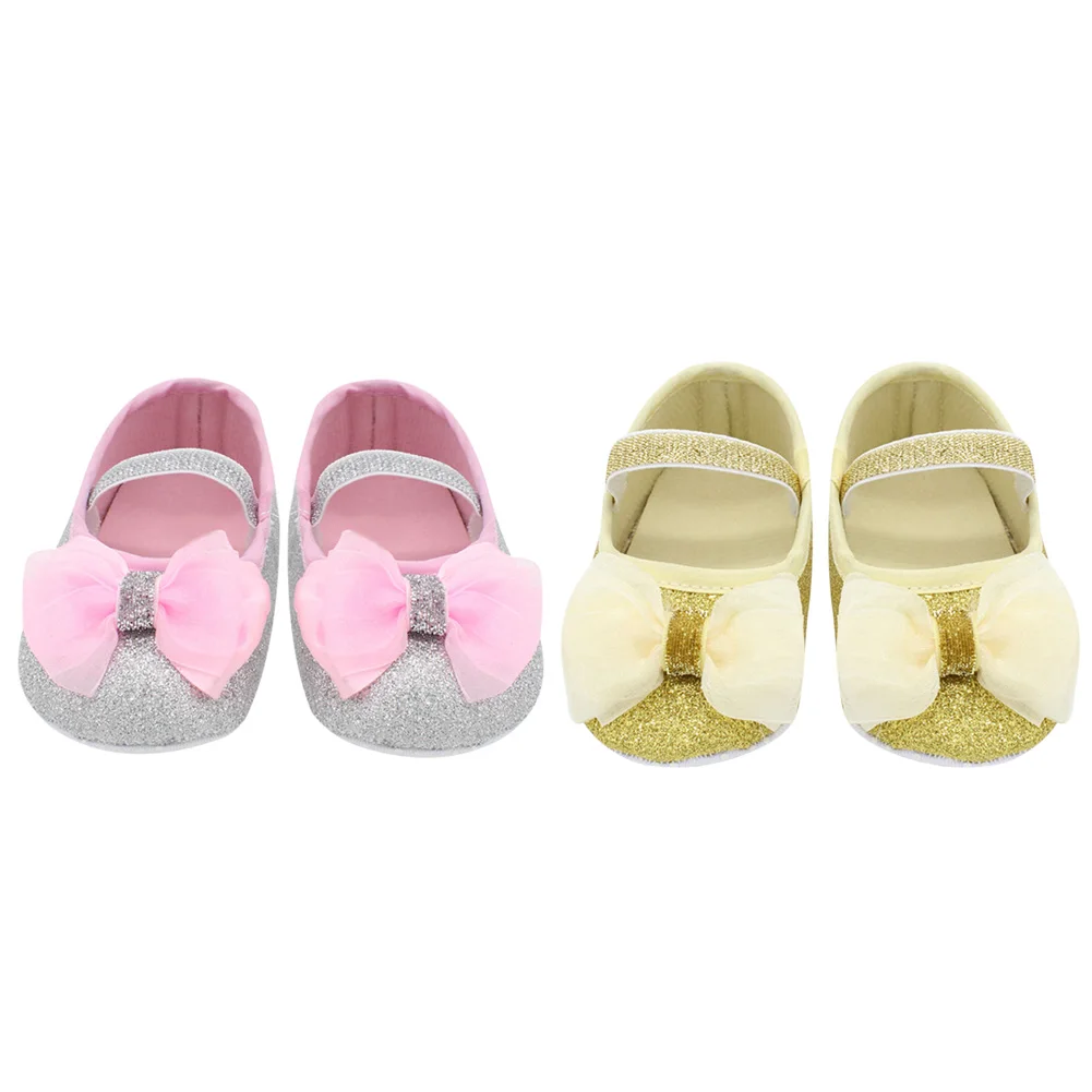 

Newborn 0-12M Simple Bling Bowknot Lace Shoes Toddler Prewalker Anti-Slip Toddler Shoes Baby Girls Princess Party Sneakers