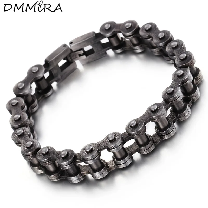 

Fashion Trend Men Bike Chain Bracelet Retro Black Silver Stainless Steel Motorcycle Link Bicycle Bike Chain Bracelet Jewelry