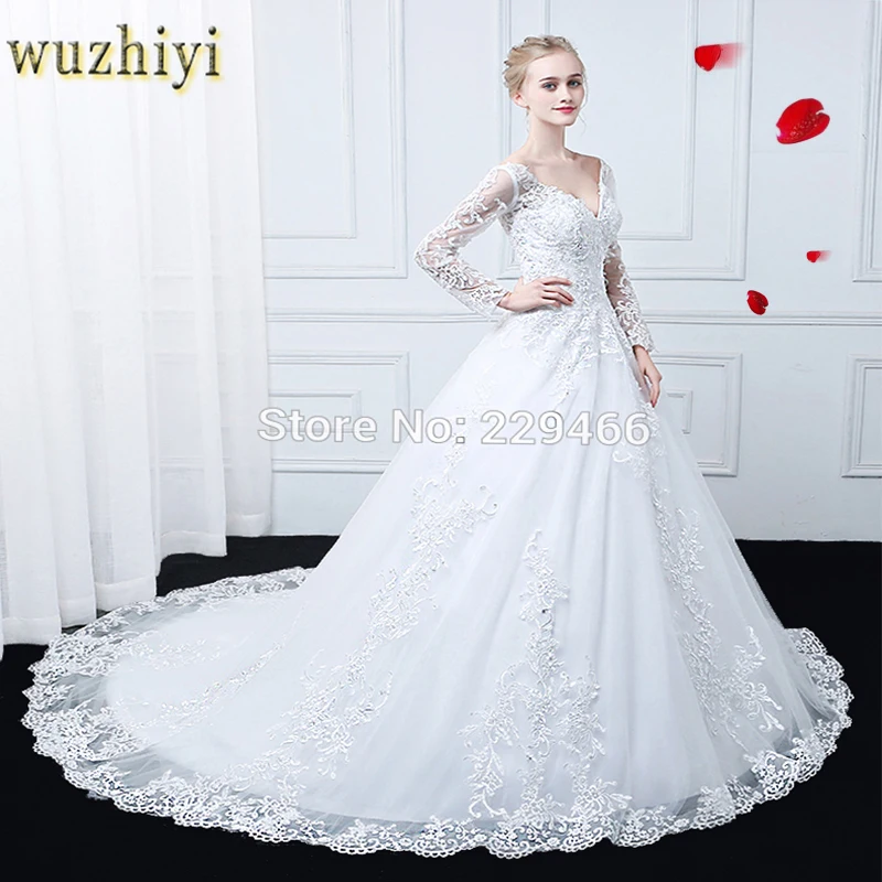 Wuzhiyi vestidos de noiva сексуальное свадебное платье с v-образным вырезом бальное на заказ