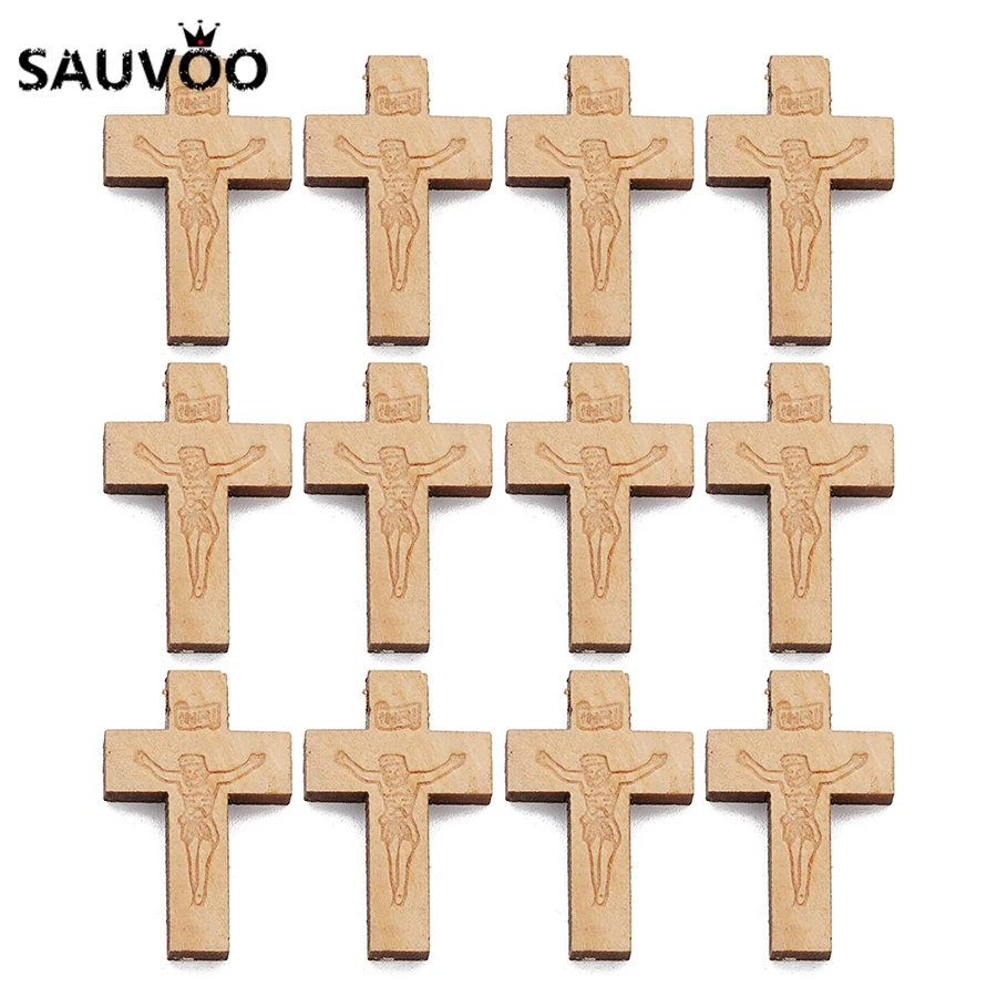 30pcs/lot 21x32mm Natural Wooden Bent Sideway Cross Charm Pendants Connectors for Bracelets Necklace Jewelry Making | Украшения и