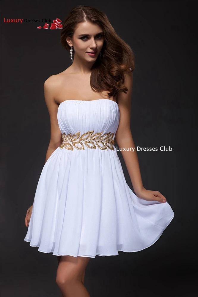 White Short Prom dresses 2016 Plus Size A Line Backless