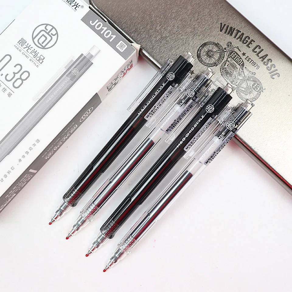 Press Type Gel Pen Black Ink 0.38mm Office Supplies Stationery Gel Pens For Students Writing High Quality GEL PEN 4Pcs/lot