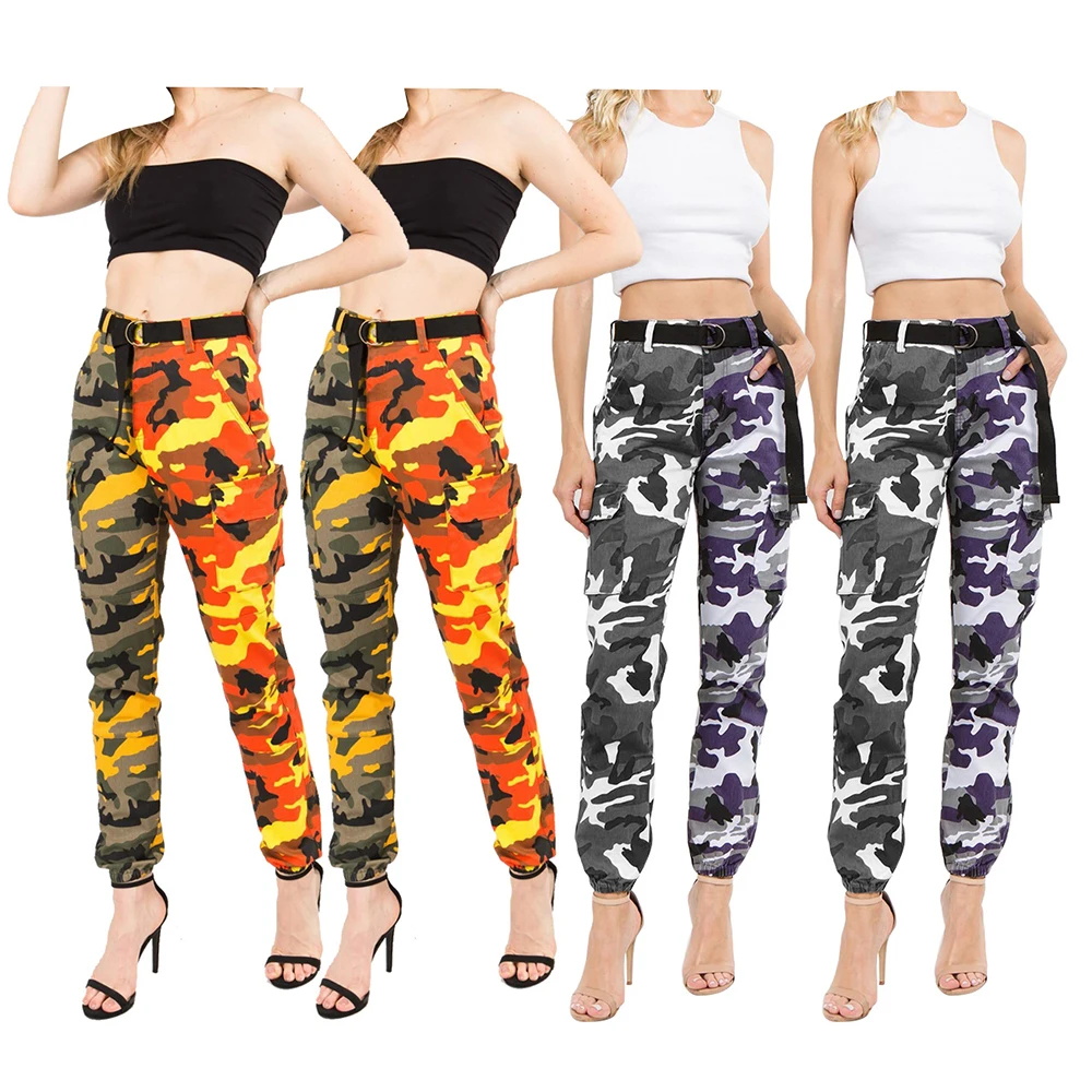Colored Camo Pants Women Cargo for Women Camouflage Pants Women Orange