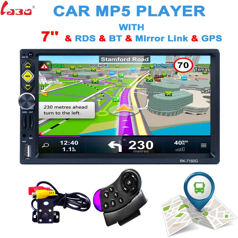 Популярный автомобильный DVD плеер 2 Din с GPS HD Поддержка заднего вида Bluetooth USB SD CD