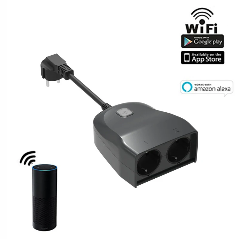 Smart Wifi Extension Socket IP44 Outdoor Use Remote Controlled by App in your Smartphone 2 EU AC Po