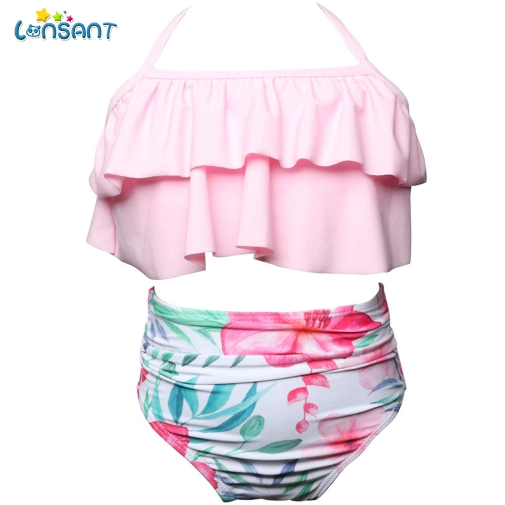 

LONSANT 2018 New Hot Selling Fashion Toddler Baby Girls Ruffles Swimwear Bathing Bikini Set Sleeveless Outfits Swimsuit