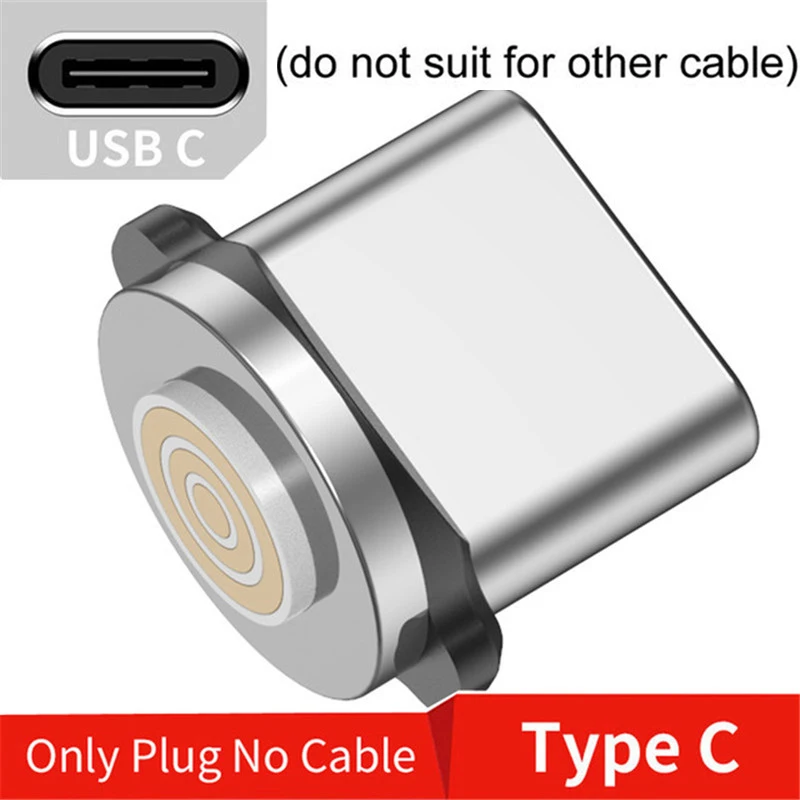 Only Plug For Type C Магнитный кабель USLION 3A для быстрой зарядки iPhone Xs Max XR 8 7 6 6S Plus, кабель Micro USB type-C для samsung Xiaomi huawei - Цвет: Only Plug For Type C