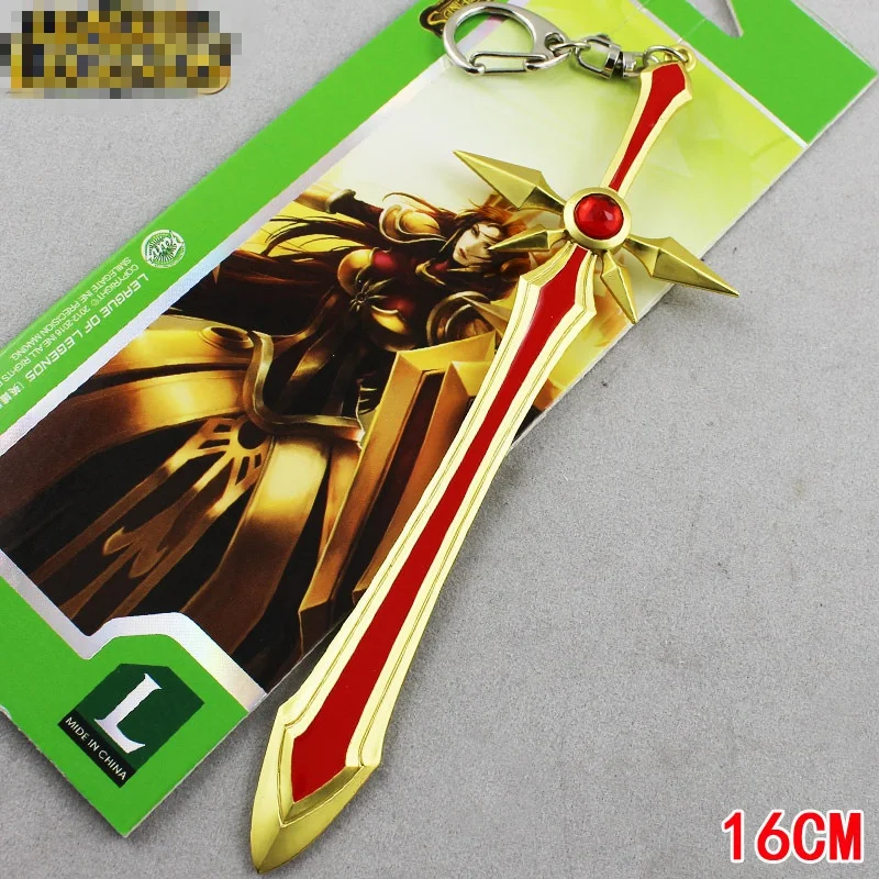 

LOL game keychain Leona The Radiant Dawn sword keychain model LOL fans key chains game keychain delicate game sword gift