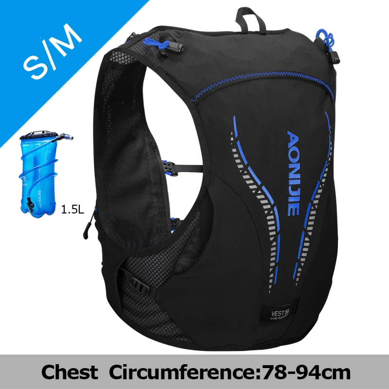 AONIJIE 5L гидратационные рюкзаки дышащий легкий жилет жгут гидратационная емкость для Пеший Туризм Бег марафона Кемпинг Пеший Туризм C950 - Цвет: SM Black Blue 1.5L