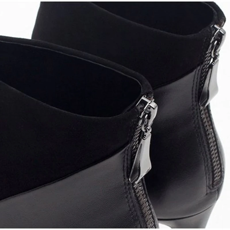 Elegantes 2017 Botas Tobillo Cortas Stilettos Moda Furtado Invierno Zapatos Sexy Tacones Mujer Punta Plush Black Single black Estrecha Arden P0p5qxwR