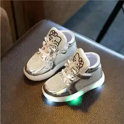 Детская обувь с подсветкой, новинка 2018 года, весенняя обувь светодио дный бега для девочек, Яркие кроссовки с подсветкой для детей