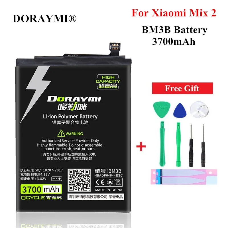 DORAYMI литий ионная литиевая батарея BM3B 3700mAh для Xiaomi Mix 2 сменные батареи телефона