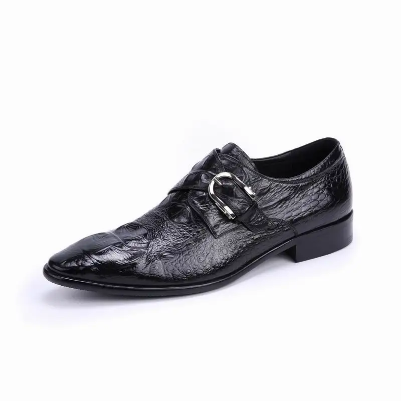 Estrecha As Cocodrilo as Errfc Patrón Vestido De Punta Auténtico Oficina Correa Vestir Hombres Monje Zapatos Photo Photo Calzado Moda Lujo Cuero Hebilla ppU0qB