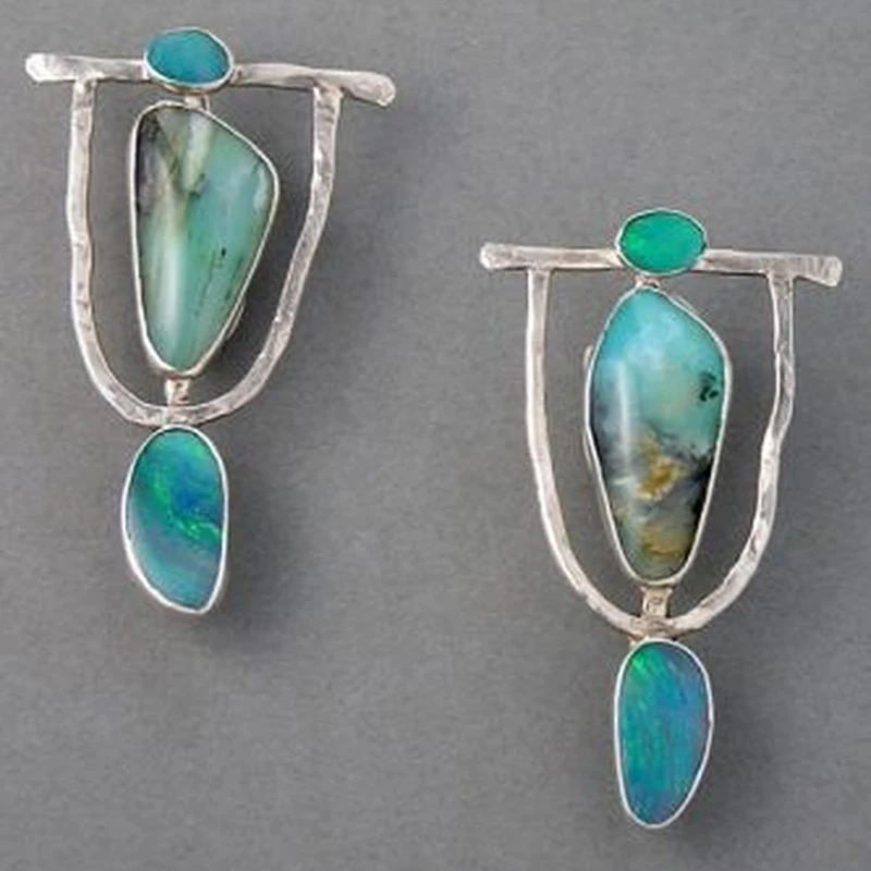 

Retro Earrings Ear Ring Jewelry Natural Stone Creative Irregular Earrings Drop Bride Wedding Jewelry Gifts