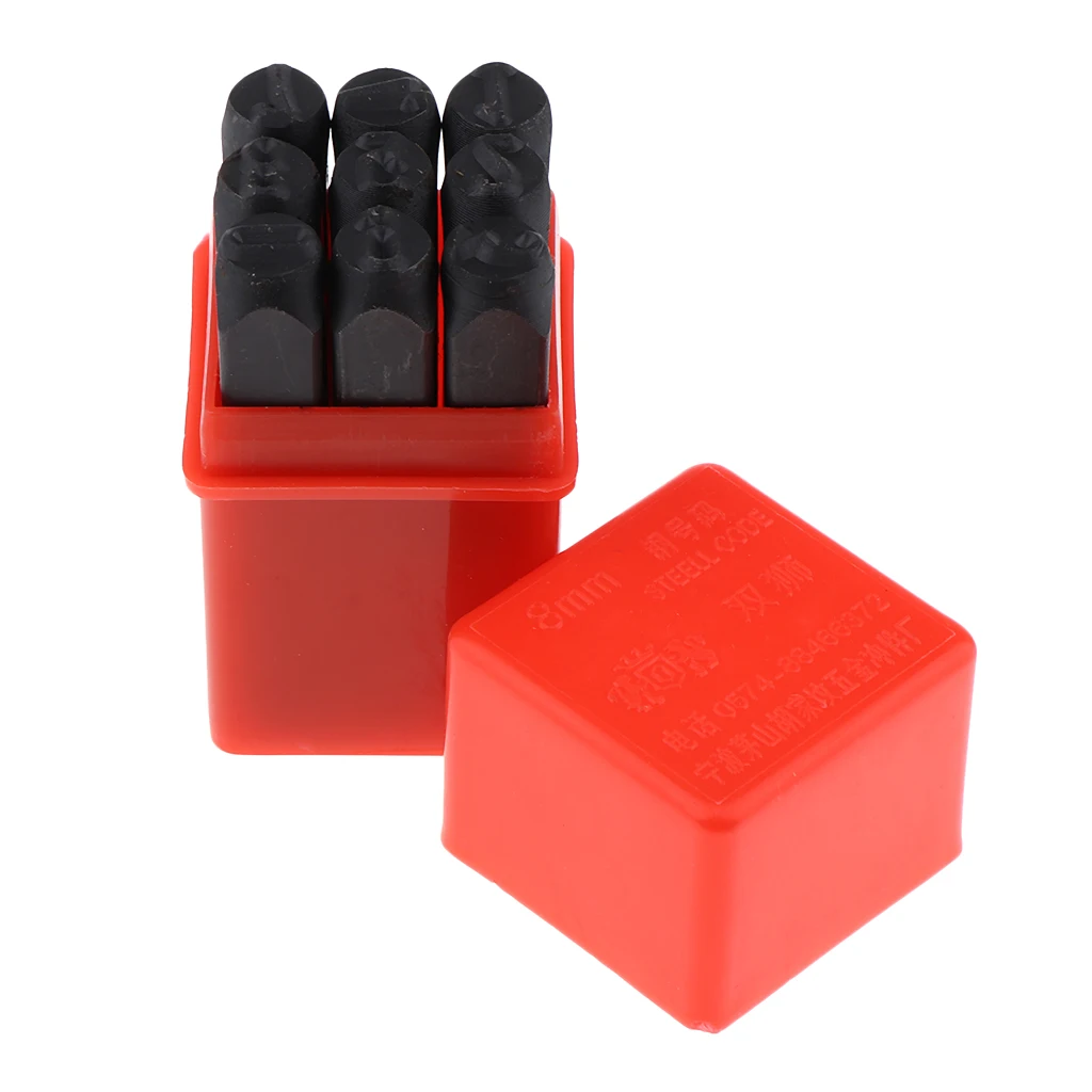 9pcs 8mm Numbers Punch Stamp Set for Imprinting Metal Plastic Wood Leather