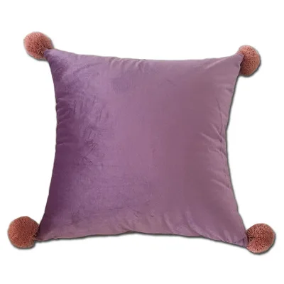 ZENGIA Набор из 2-х Finel квадратная наволочка для декоративной диванной подушки на открытом воздухе мягкая бархатная Наволочка на подушку с шариками для дивана Декор размером 45*45 см - Цвет: MMF02 lavender
