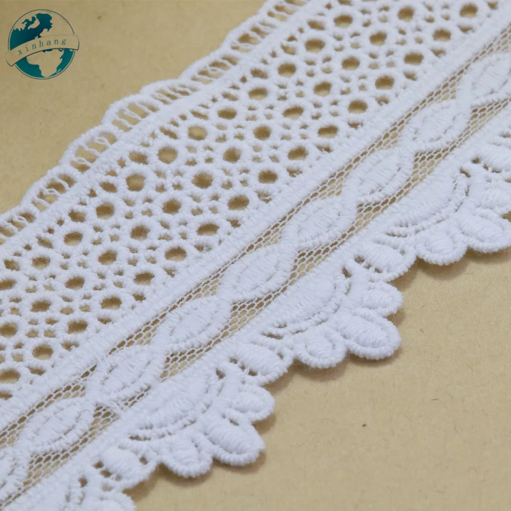 6cm Width White Cotton Embroidery Lace French Ribbon Fabric Guipure Diy Trims Warp Knitting Sewing Wedding Accessories#2933