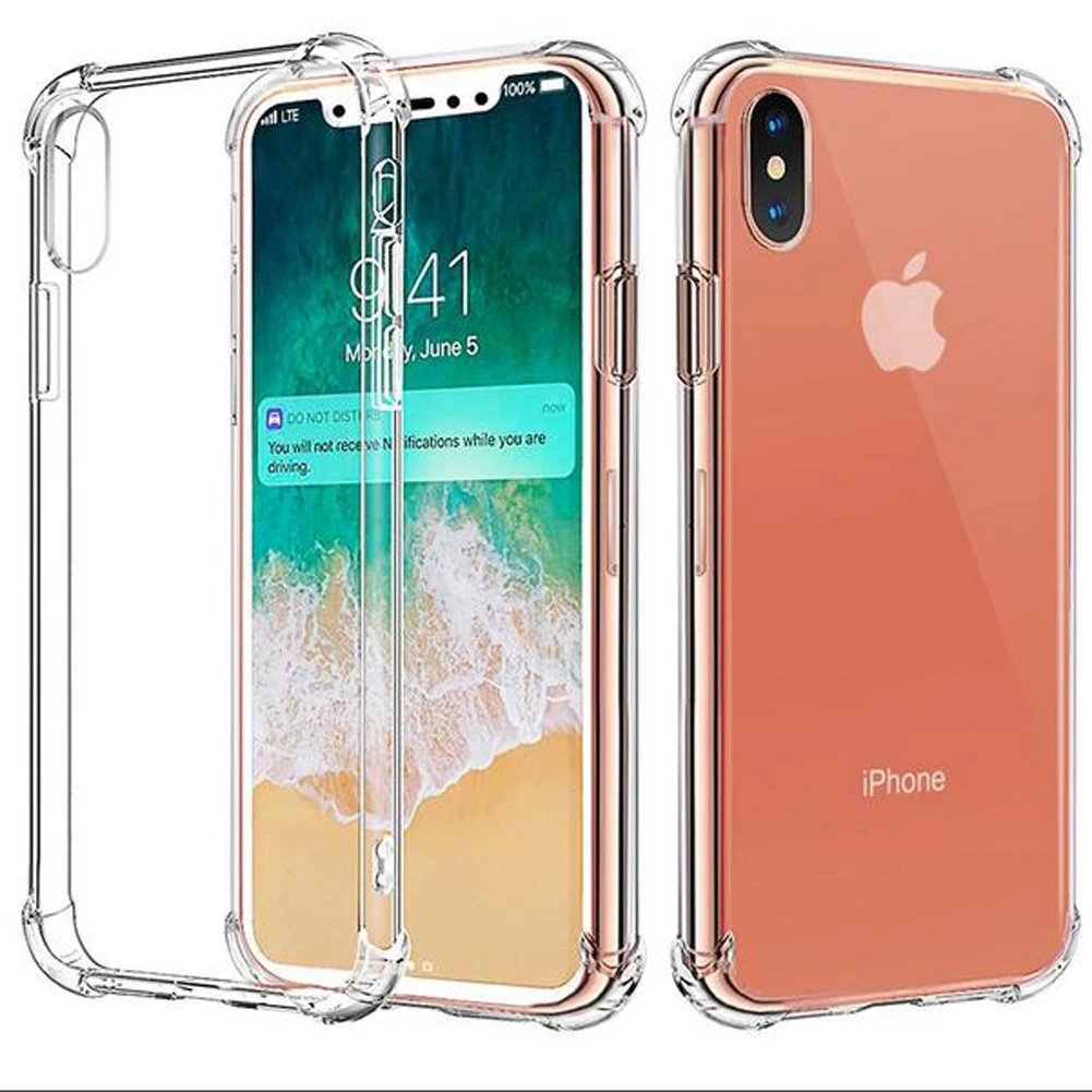 Силиконовый чехол для iPhone X 8 Plus SE гибридная прозрачная воздушная подушка