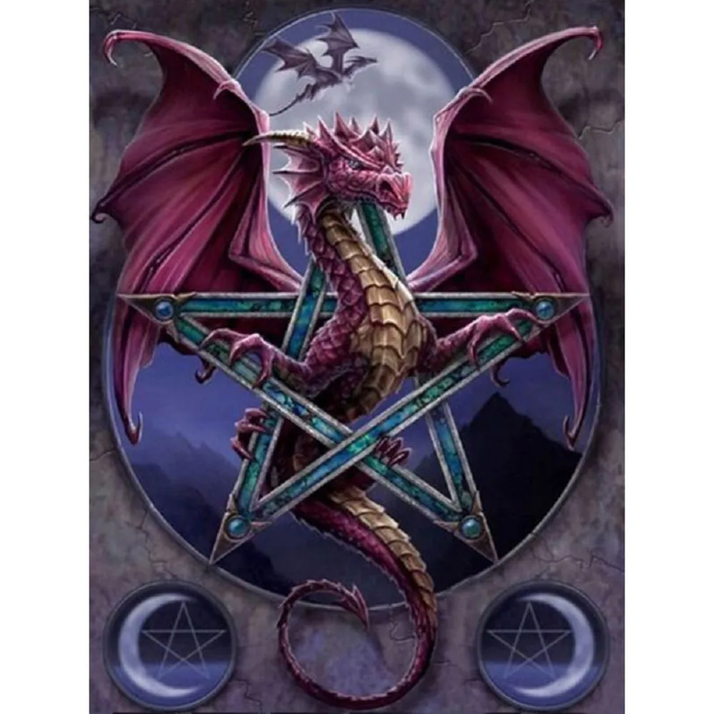 Dragon Diamond Painting Kits 30x40cm Full Drill Rhinestone Eco-Friendly DIY Art Craft Home Decor with Protecting Eyes Canvas | Дом и сад