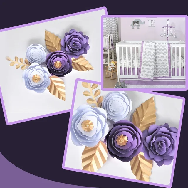 Handmade Cardstock Rose DIY Paper Flowers Leaves Set For Wedding