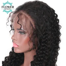 FlowerSeason Curly 5*4.5 Brazilian Human Hair Full Lace Silk Base Wig With Baby Hair Pre Plucked Hairline Non-remy Hair
