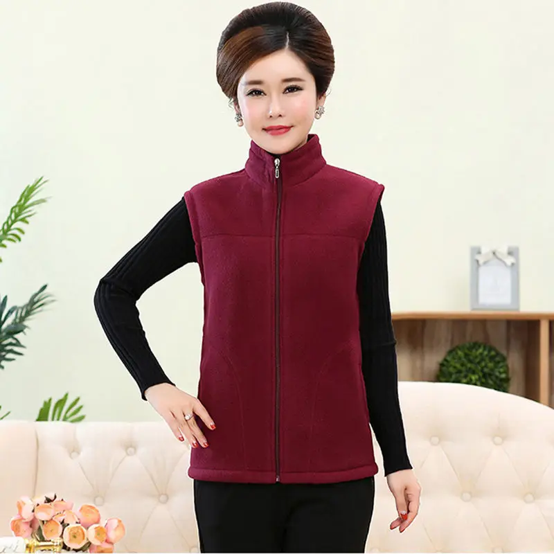 5XL Женские флисовые Жилеты для женщин среднего возраста куртка с имитацией