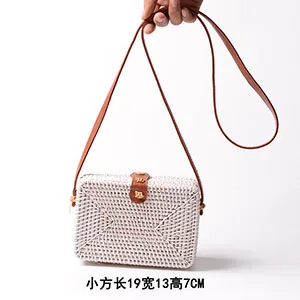 New Vintage Handmade Women White Rattan Bags Stars Flowers Straw Woven Bohemia Style Shoulder Bag Crossbody Handbags B374 - Цвет: White Square