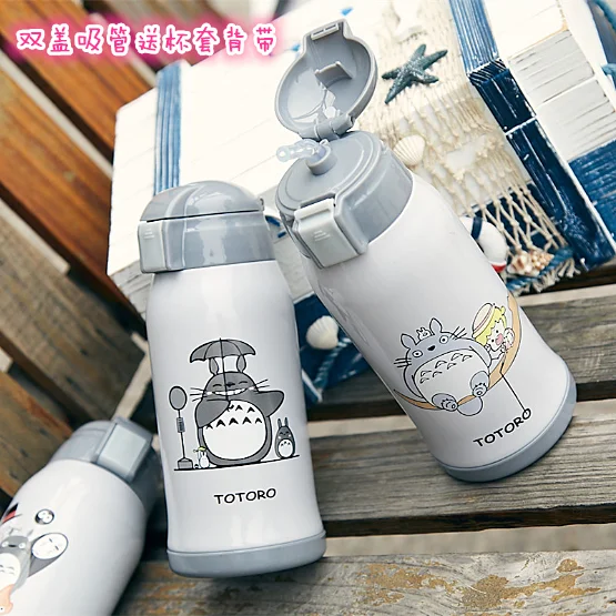 

Cute Totoro Children's Straw Thermos Bottle Pretty Ghibli Anime Cartoon Portable Stainless Steel Vacuum Flasks Cup Novelty Gifts
