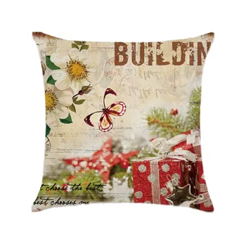 

New Printed Woven Square Christmas Series Festive Pillowcase Car Linen Cushion Cover Seat Chair Car Eco-friendly Decorative Case