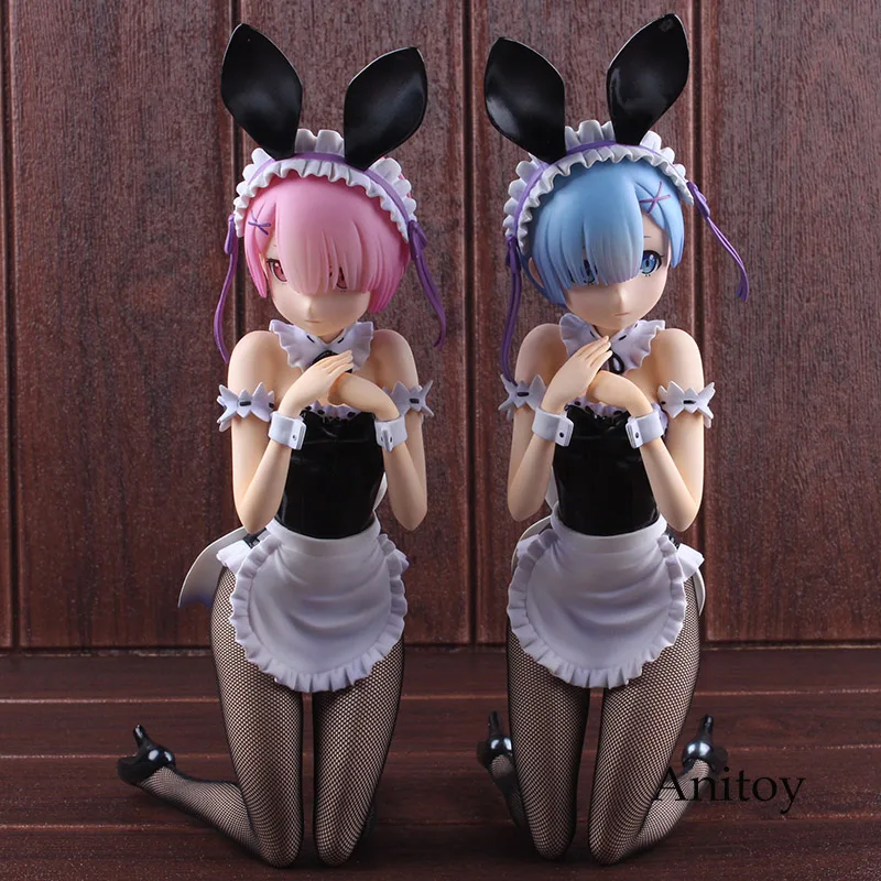 Re:life in a Different World from Zero Re: Zero Rem / Ram Bunny Ver. PVC Bunny Girl Figure Action Collectible Model Toy