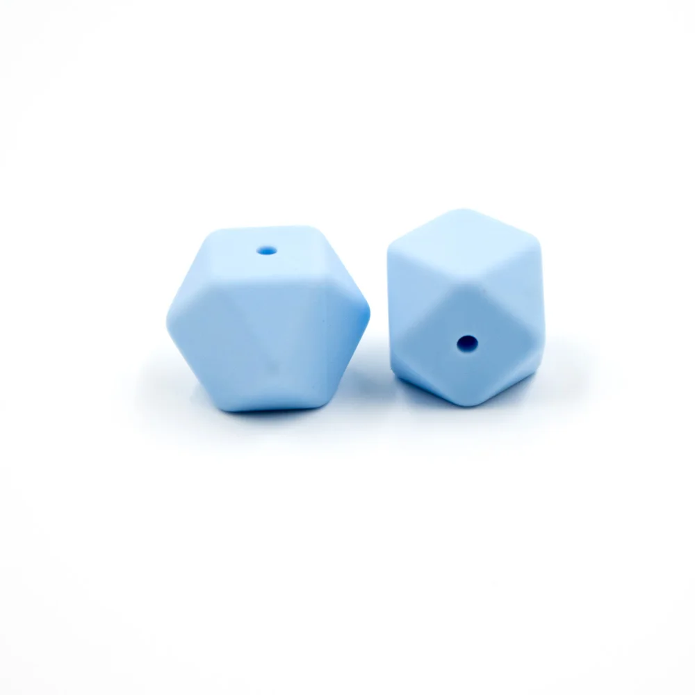 12 шт. шестигранные перле силиконовые бусины 17 мм геометрические силиконовые коралловые бусины BPA бесплатные детские жевательные прорезыватели игрушки бусины - Цвет: Pastel Blue