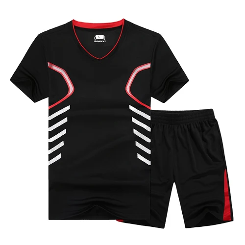 XIYOUNIAO плюс размер M~ 6XL 7XL 8XL 9XL Топы И Футболки повседневные мужские быстросохнущая Спортивная футболка спортивный костюм футболка мужские спортивные наборы - Цвет: black red