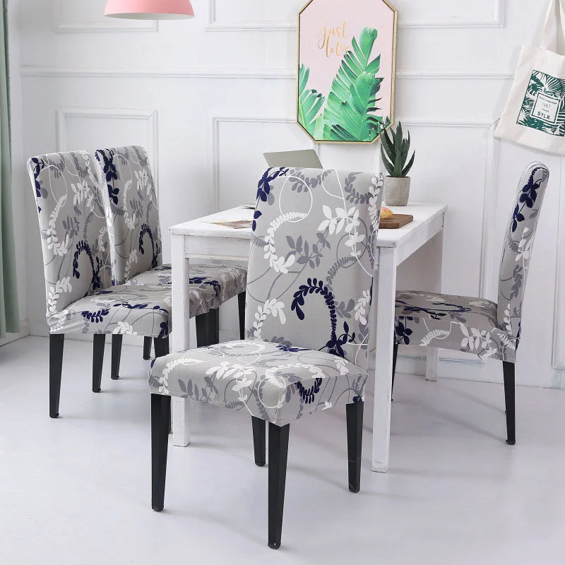 

4/6pcs Dining Chair Cover Spandex Removable Anti-dirty Kitchen Seat Cover Stretch Chair Cover for Banquet housse de chaise