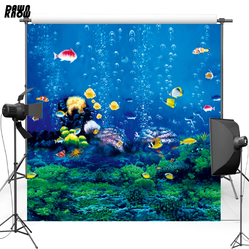 

DAWNKNOW Deep Sea Vinyl Photography Background For Wedding Fish Polyester Backdrop For Children Photo Studio Props 174