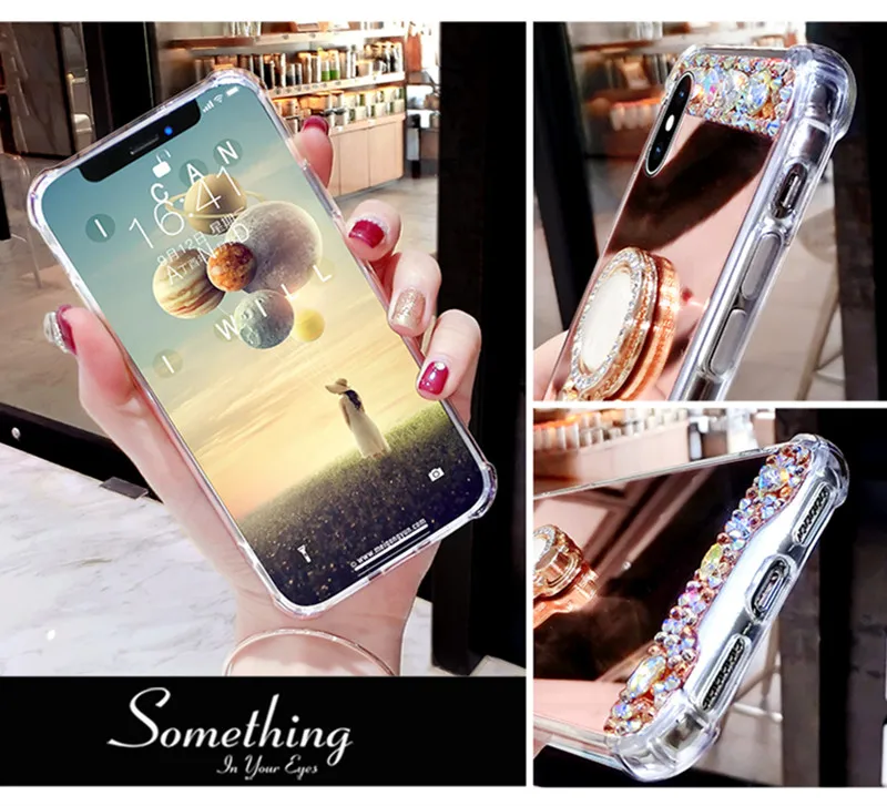 Зеркальный чехол со стразами для телефона Samsung Galaxy S10 Plus S10e Lite S8 S9 Note10 + Note 9 8