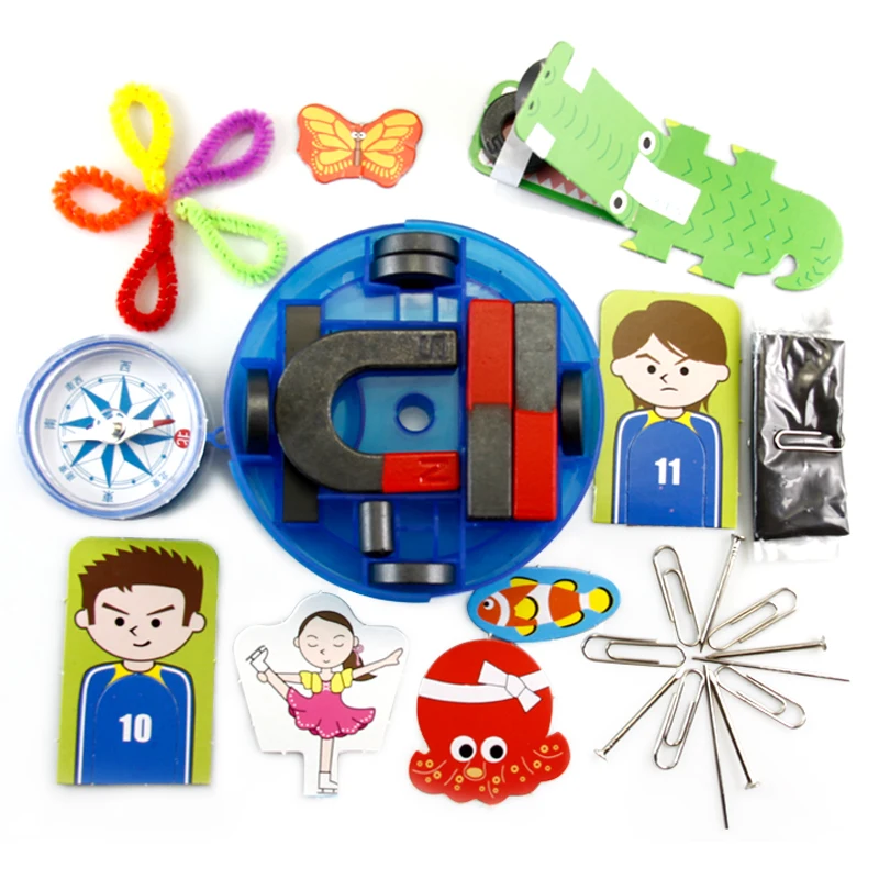 1 set Kit for Education Science Experiment Inlcuding Horseshoe Bar Ring magnet Compass +Free Fridge magnets 6pcs |