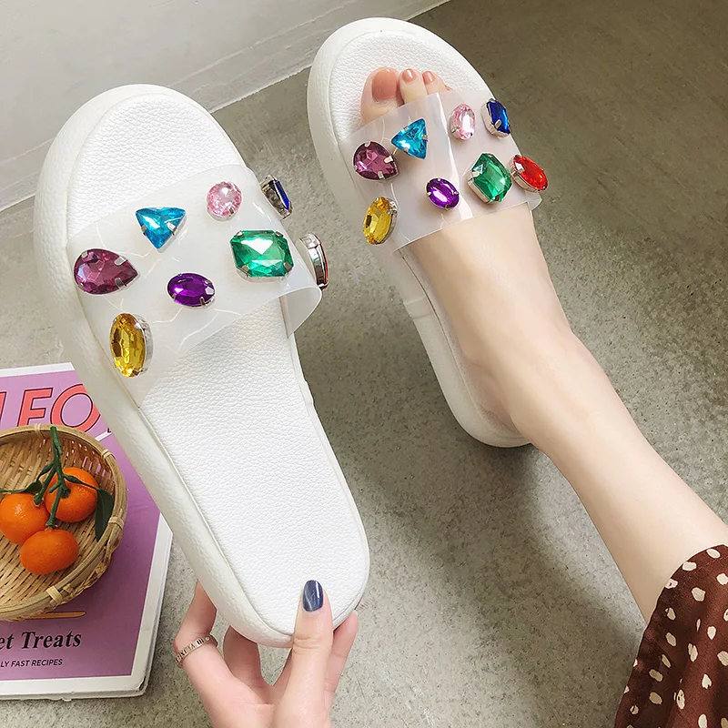 

Transparent Slippers Women Shoes 2019 On A Wedge Med Loafers Slides Socofy Heeled Mules Platform New Luxury Sliders Soft Heels