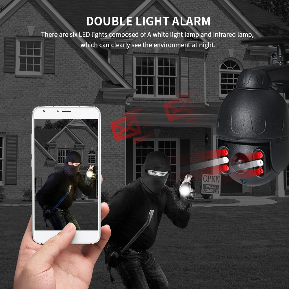 INQMEGA 1080P PTZ Speed Dome IP Camera WiFi Auto Tracking Wireless Outdoor Network CCTV Security Su