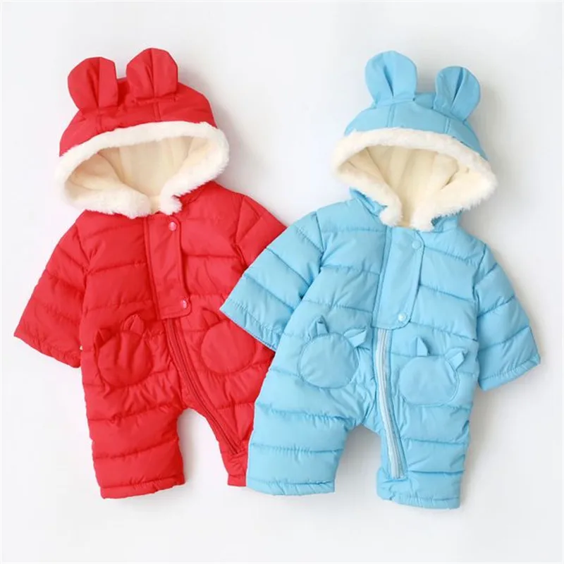 

Winter Babies Newborn Snowsuits Baby Girls Boys Hooded Rompers Children Plush Jumpsuit Overalls Kids Warm Ski Suit Clothes P127