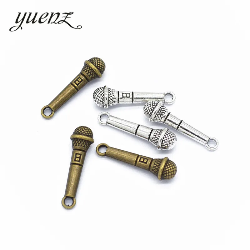 

YuenZ 10pcs Antique silver color microphone Charms Retro DIY Fashion Handmade Pendant Charms for Jewerly Making 24*17mmP132