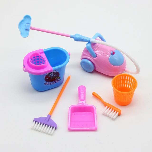 1SET 9pcs Mini Doll Accessories Household Cleaning Tools for Barbies Doll Accessories For Barbies Dollhouse Kids Educational Toy 3