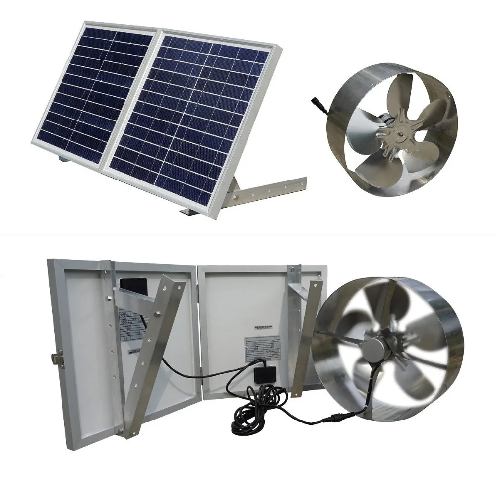 New 25W Solar Powered Attic Ventilator Gable Roof Vent Fan with 30W Foldable Solar Panelin