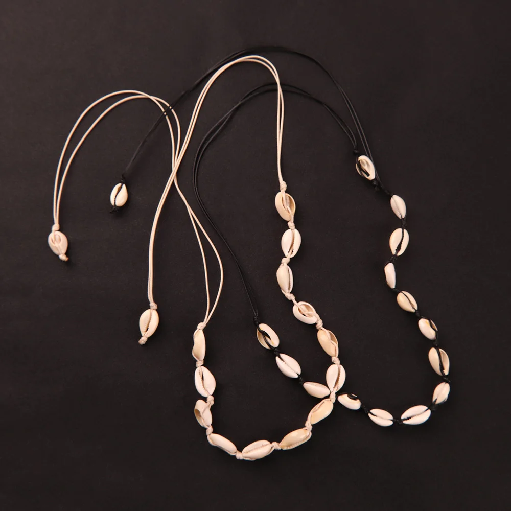 

New Fashion Black Rope Chain Natural Seashell Choker Necklace Collar Necklace Shell Choker Necklace for Summer Beach Gift