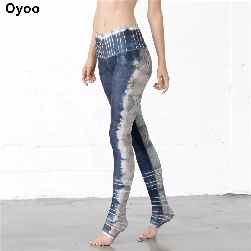 Oyoo, женские штаны для йоги, с геометрическим принтом, спортивные Леггинсы, тянущиеся, для тренировки, для бега, обтягивающие, спортивные, женские, для фитнеса, брюки